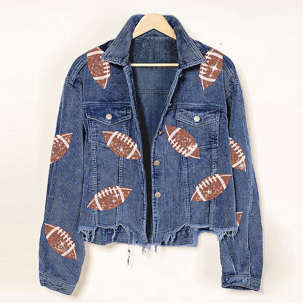 Rugby Print Baseball Jacket - Jo-Bolt-Store