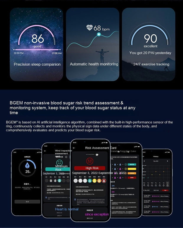 Smart Ring Blood Sugar Testing Sleep Health Monitoring Ring - Jo-Bolt-Store