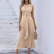 Solid Color Waist Tight Tied Dress Women - Jo-Bolt-Store