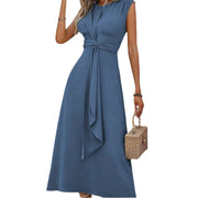 Solid Color Waist Tight Tied Dress Women - Jo-Bolt-Store