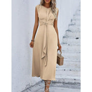 Solid Color Waist Tight Tied Dress Women - Jo-Bolt-Store