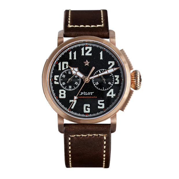 Sugess CuSn8 Bronze Pilot Watch of Mens Chronograph Mechanical Wristwatches Tianjin ST1901 Swanneck Movement Super BGW9 Luminous - Jo-Bolt-Store