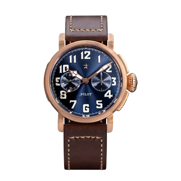 Sugess CuSn8 Bronze Pilot Watch of Mens Chronograph Mechanical Wristwatches Tianjin ST1901 Swanneck Movement Super BGW9 Luminous - Jo-Bolt-Store