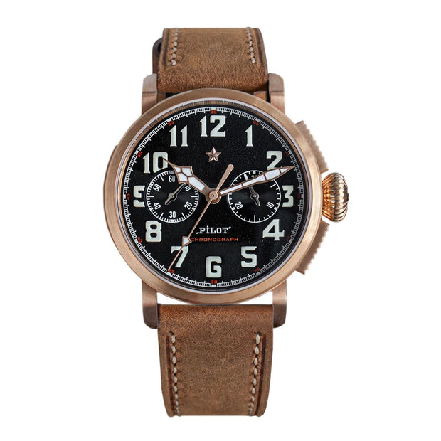 Sugess CuSn8 Bronze Pilot Watch of Mens Chronograph Mechanical Wristwatches Tianjin ST1901 Swanneck Movement Super BGW9 Luminous - Jo-Bolt-Store