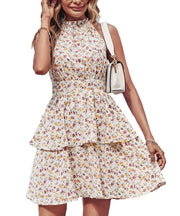 Summer Printed Halter Dress Fashion Boho Backless Ruffled A-Line Beach Dresses For Womens Clothing - Jo-Bolt-Store