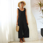 Summer Women's Clothing Tied Wide Loose Straight Leg Solid Color One Piece Bib Women - Jo-Bolt-Store