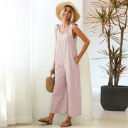 Summer Women's Clothing Tied Wide Loose Straight Leg Solid Color One Piece Bib Women - Jo-Bolt-Store