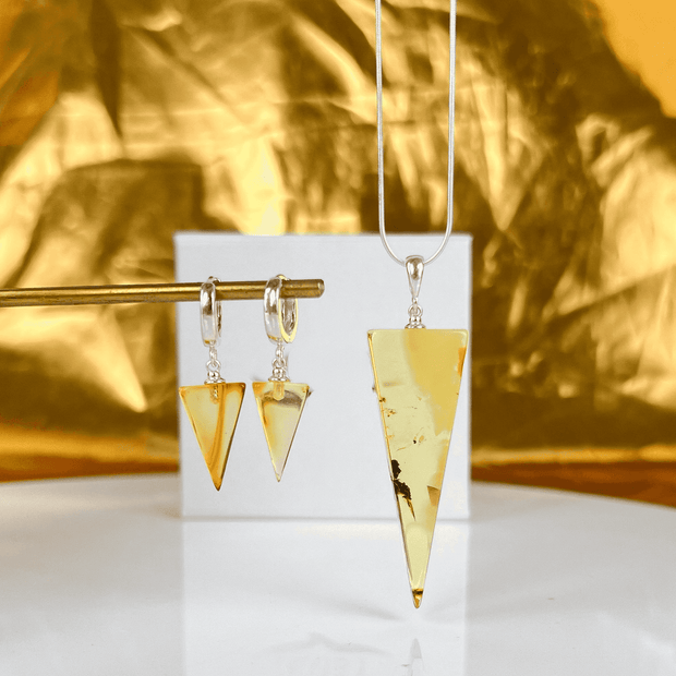 Amber Jewelry Set, 925 Silver Transparent Bermuda