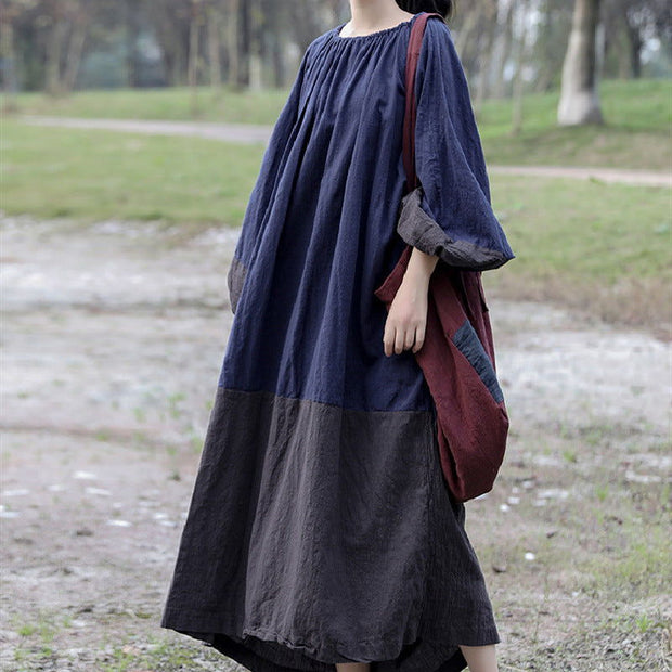 Washed Cotton And Linen Loose Multicolor Plus Size Artistic Retro Zen Dress Female Gown Dress - Jo-Bolt-Store