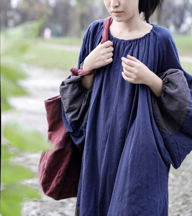 Washed Cotton And Linen Loose Multicolor Plus Size Artistic Retro Zen Dress Female Gown Dress - Jo-Bolt-Store
