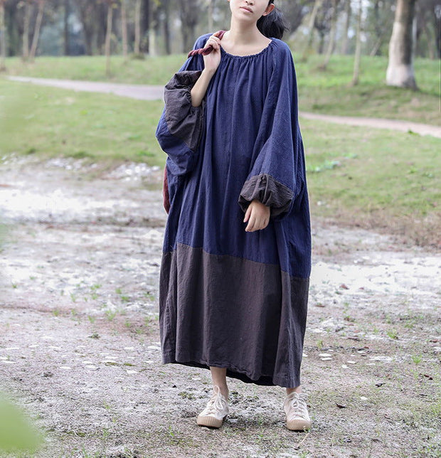 Washed Cotton And Linen Loose Multicolor Plus Size Artistic Retro Zen Dress Female Gown Dress - Jo-Bolt-Store