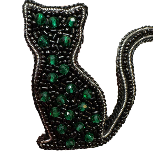 Beaded Black Cat Brooch