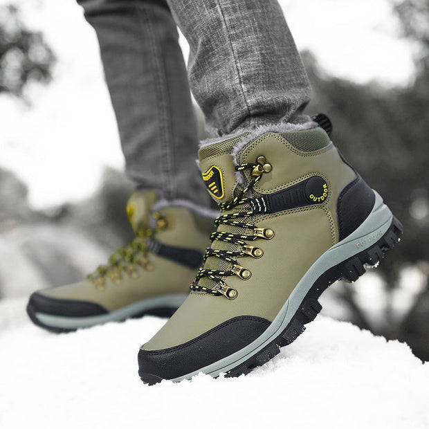 Winter Snow Boots Men Warm Plush Ankle Boots Hiking Lace-up Shoes - Jo-Bolt-Store