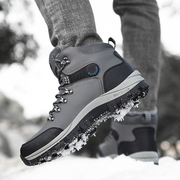 Winter Snow Boots Men Warm Plush Ankle Boots Hiking Lace-up Shoes - Jo-Bolt-Store