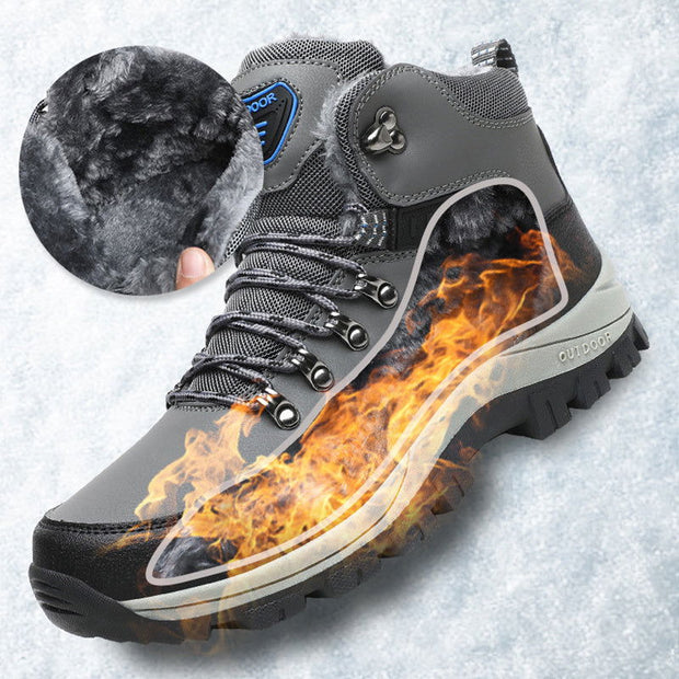 Winter Snow Boots Men Warm Plush Ankle Boots Hiking Lace-up Shoes - Jo-Bolt-Store