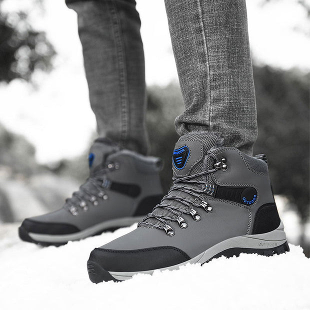 Winter Snow Boots Men Warm Plush Ankle Boots Hiking Lace-up Shoes - Jo-Bolt-Store