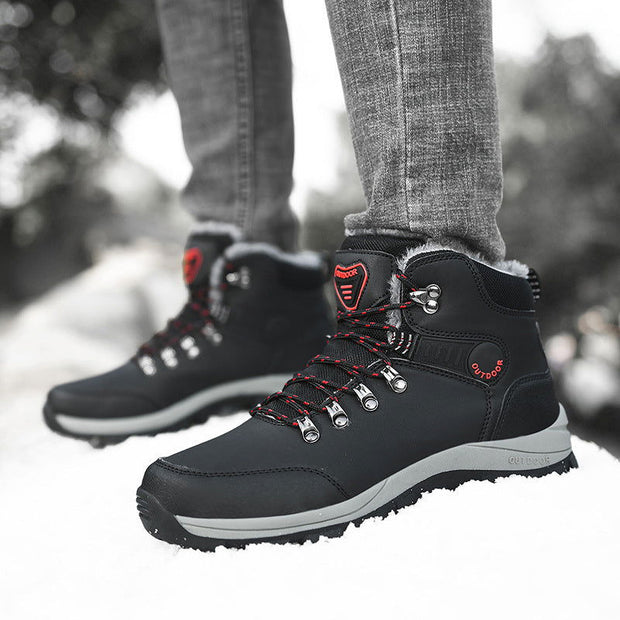 Winter Snow Boots Men Warm Plush Ankle Boots Hiking Lace-up Shoes - Jo-Bolt-Store