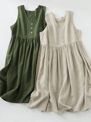 Women Summer Casual Dress New Arrival 2023 Fashion V-neck Solid Color Loose Comfortabel Cotton Ladies A-line Long Dresses B2573 - Jo-Bolt-Store