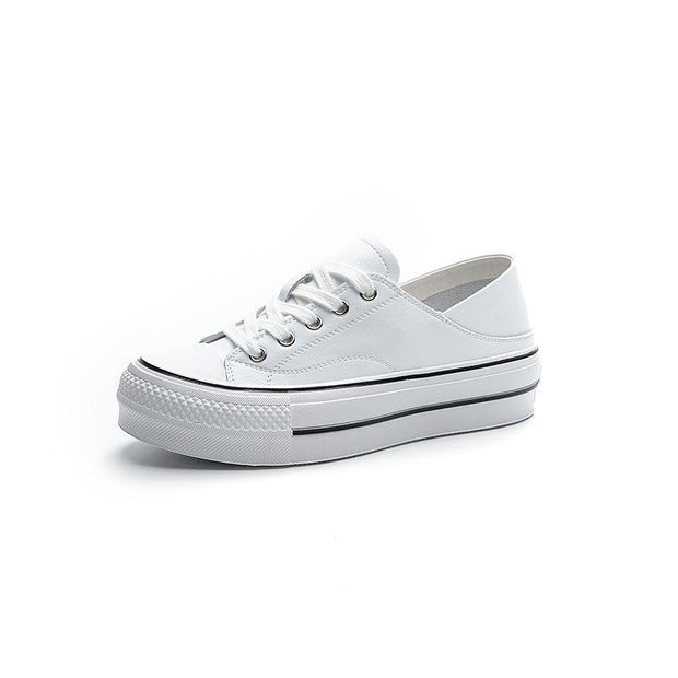 Women's Genuine Leather Sole Height Increasing Two-way Lace-up Sneakers - Jo-Bolt-Store