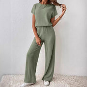 Women's Knitted Loose Wide-leg Pants Two-piece Suit - Jo-Bolt-Store