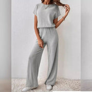 Women's Knitted Loose Wide-leg Pants Two-piece Suit - Jo-Bolt-Store