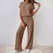 Women's Knitted Loose Wide-leg Pants Two-piece Suit - Jo-Bolt-Store