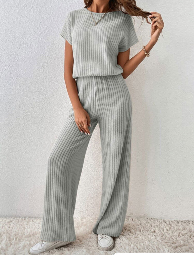 Women's Knitted Loose Wide-leg Pants Two-piece Suit - Jo-Bolt-Store