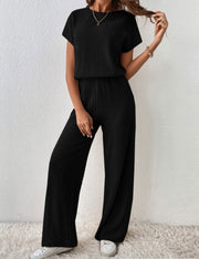 Women's Knitted Loose Wide-leg Pants Two-piece Suit - Jo-Bolt-Store
