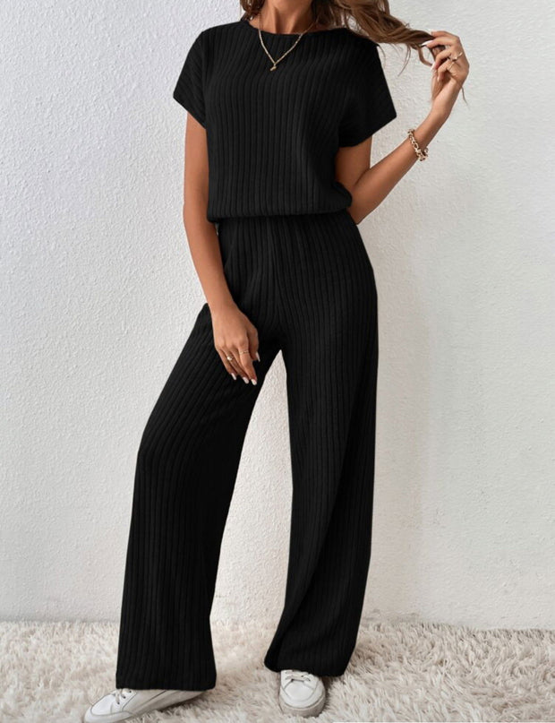 Women's Knitted Loose Wide-leg Pants Two-piece Suit - Jo-Bolt-Store