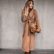 Woolen Coat Simple Fashion V-neck Lace Up Long Coat For Women - Jo-Bolt-Store