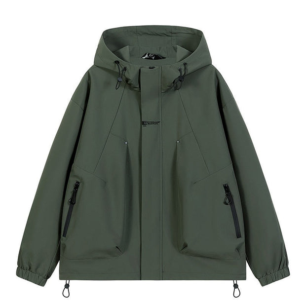 Workwear Outdoor Trendy Jacket Hooded Waterproof Windproof Single Jacket Coat - Jo-Bolt-Store
