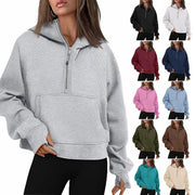 Zipper Hoodies Sweatshirts With Pocket Loose Sport Tops Long Sleeve Pullover Sweaters Winter Fall Outfits Women Clothing - Jo-Bolt-Store
