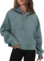 Zipper Hoodies Sweatshirts With Pocket Loose Sport Tops Long Sleeve Pullover Sweaters Winter Fall Outfits Women Clothing - Jo-Bolt-Store