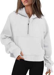 Zipper Hoodies Sweatshirts With Pocket Loose Sport Tops Long Sleeve Pullover Sweaters Winter Fall Outfits Women Clothing - Jo-Bolt-Store