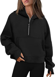 Zipper Hoodies Sweatshirts With Pocket Loose Sport Tops Long Sleeve Pullover Sweaters Winter Fall Outfits Women Clothing - Jo-Bolt-Store