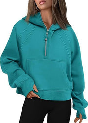 Zipper Hoodies Sweatshirts With Pocket Loose Sport Tops Long Sleeve Pullover Sweaters Winter Fall Outfits Women Clothing - Jo-Bolt-Store
