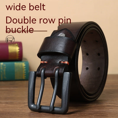 Genuine Leather Double Pin Buckle Belt