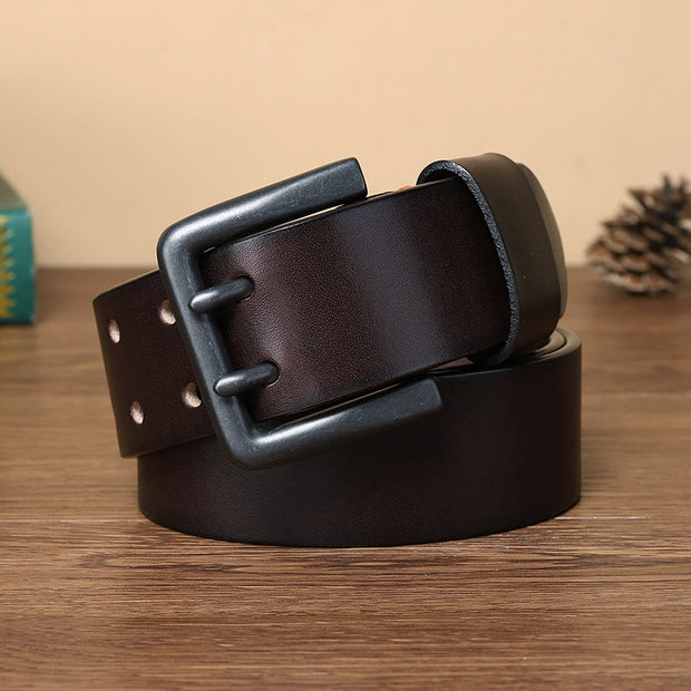 Genuine Leather Double Pin Buckle Belt