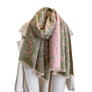 Floral Printed Artificial Cashmere Warmth Keeping Scarf