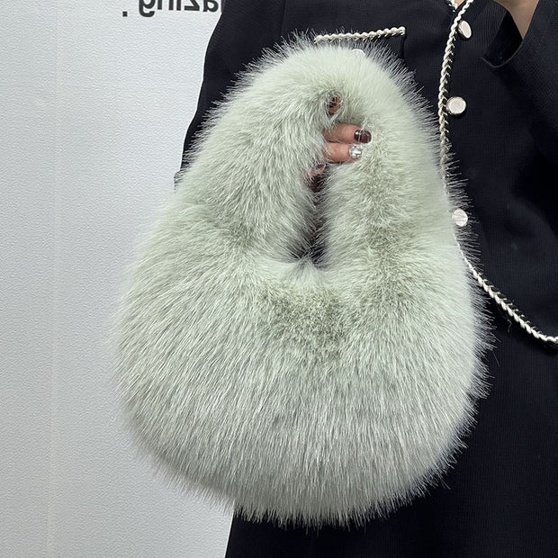 Mint green fur bag accessory