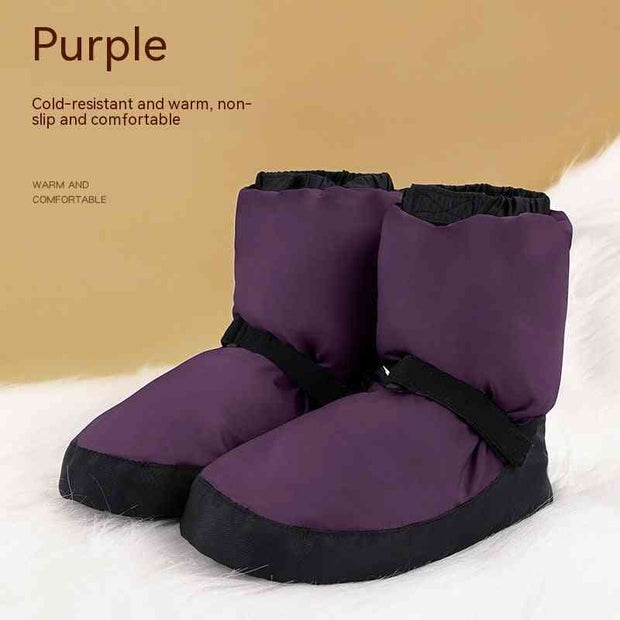 Purple warm ballet dance shoes, non-slip and cozy