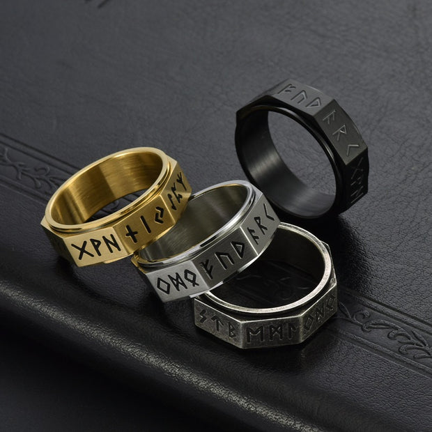 Viking Stainless Steel Rotataing Anti Anxiety Ring