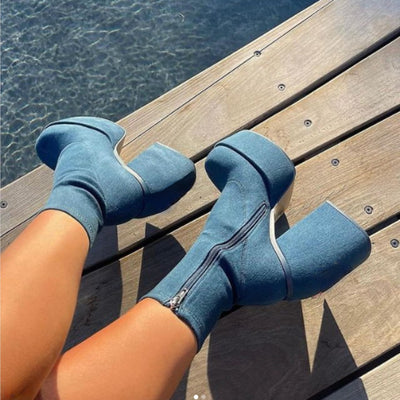 Chunky High Heel Sock Boots