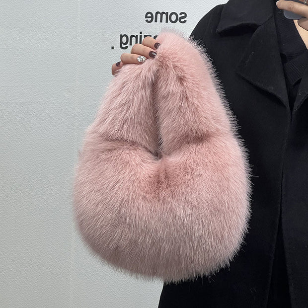 Trendy pink fur bag accessory