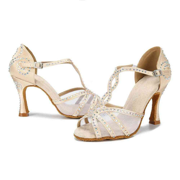 Stylish rhinestone Latin dance shoes for women