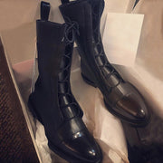 Genuine Leather Lace Up Boots