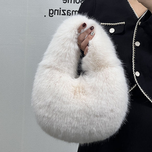 Elegant white fur bag accessory