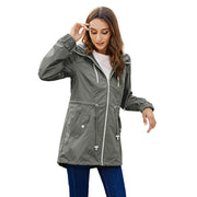 Women's Hooded Long Raincoat