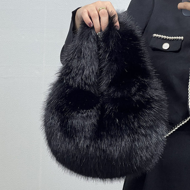 Black fur bag accessory