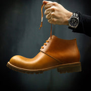 Short Genuine Leather Handmade Retro Boots